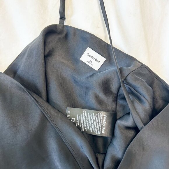 NWT Aritzia Sunday Best Elektra Satin Tie Back Scarf Camisole Black XL - Picture 7 of 10
